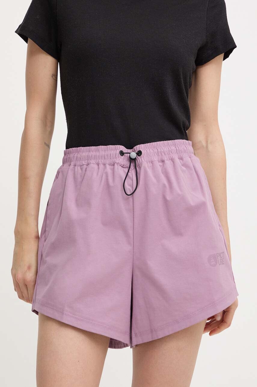 Picture pantaloni scurți outdoor Oslon culoarea violet, neted, high waist, WSH087