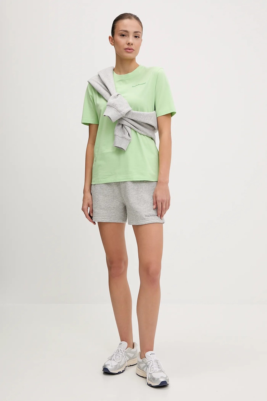 Шорты Peak Performance женские цвет серый однотонные высокая посадка