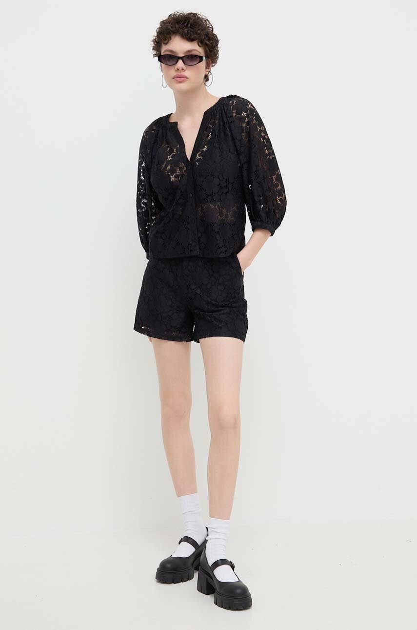 Σορτς Desigual LACE χρώμα: μαύρο, 24SWPW21 φωτογραφία