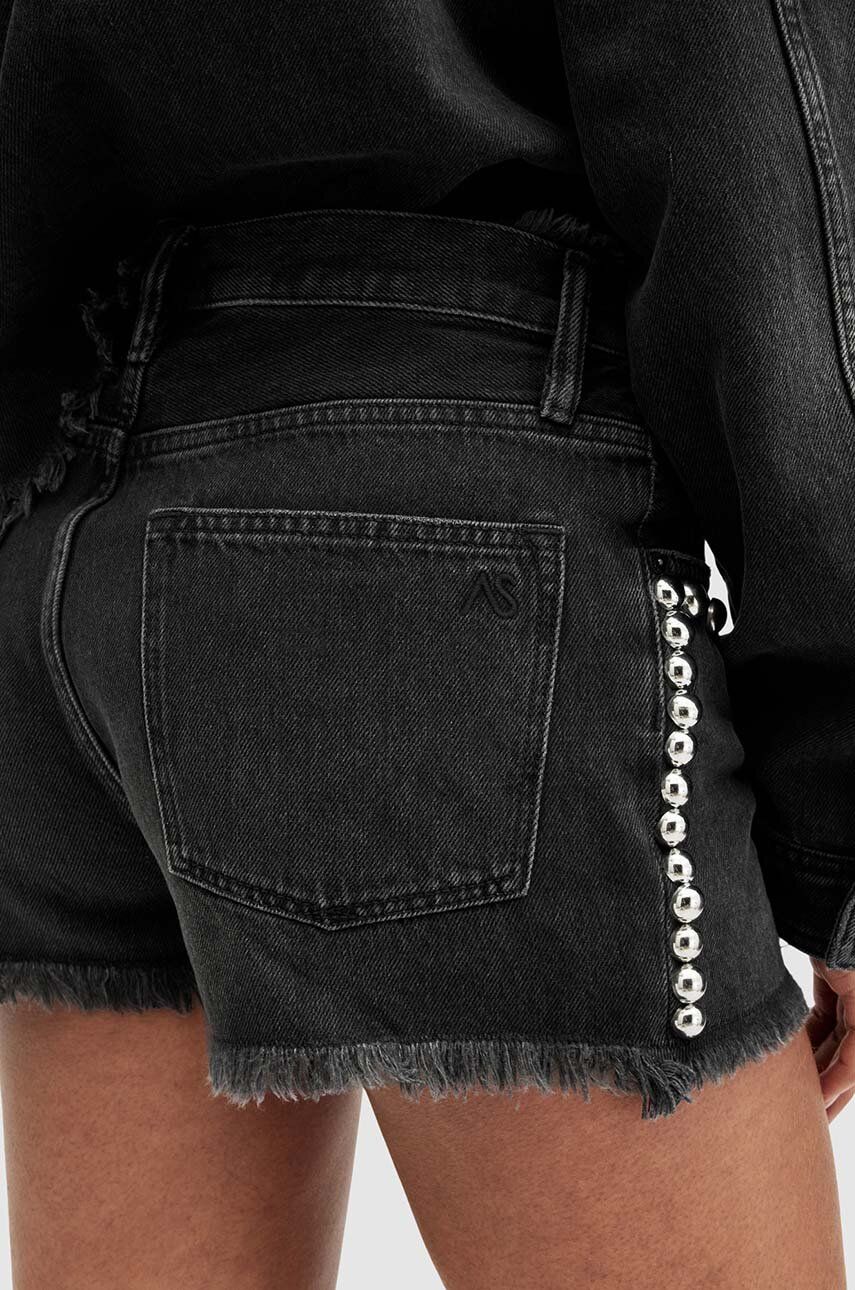 Bombažne Kratke Hlače Iz Jeansa AllSaints HEIDI STUD SHORTS črna Barva, WE509Z