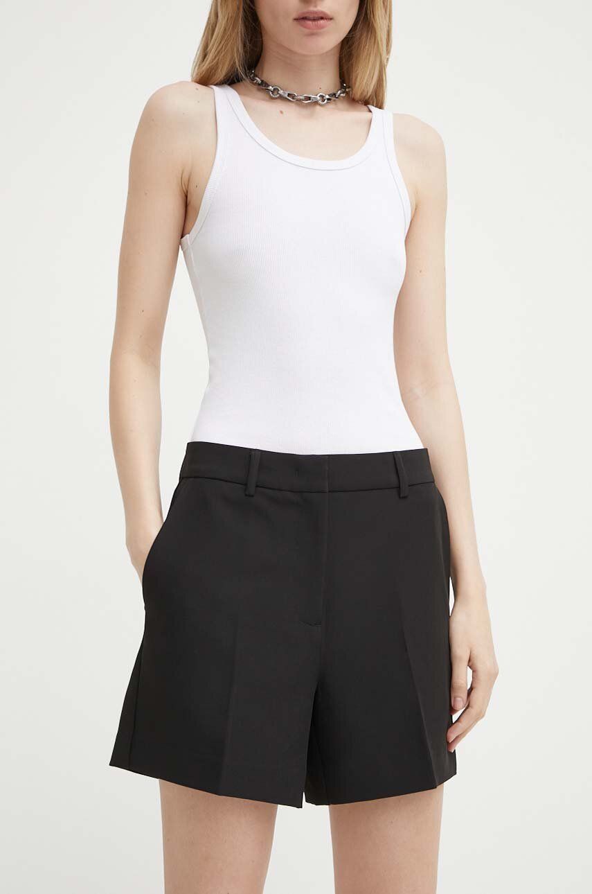 Bruuns Bazaar pantaloni scurti RubySusBBWinta shorts femei, culoarea negru, neted, high waist, BBW3936