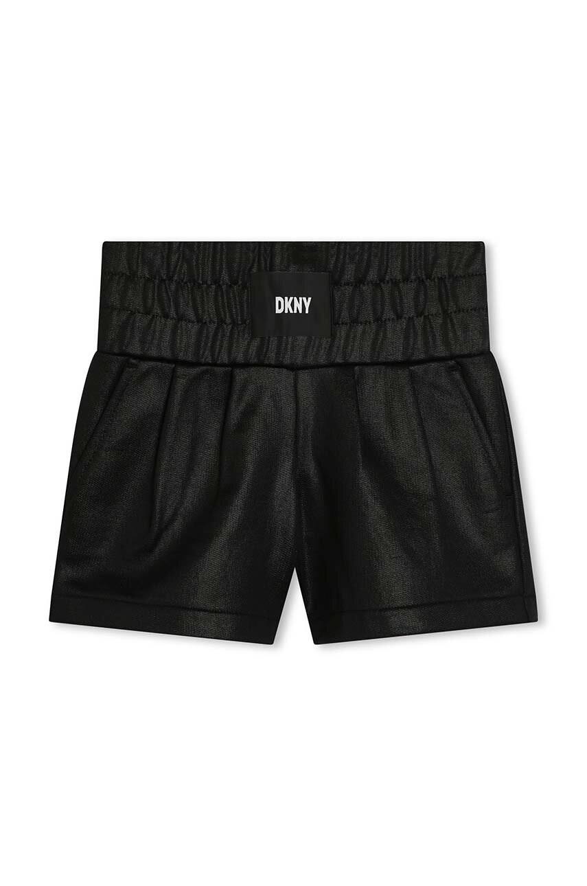 Дитячі шорти Dkny колір чорний однотонні