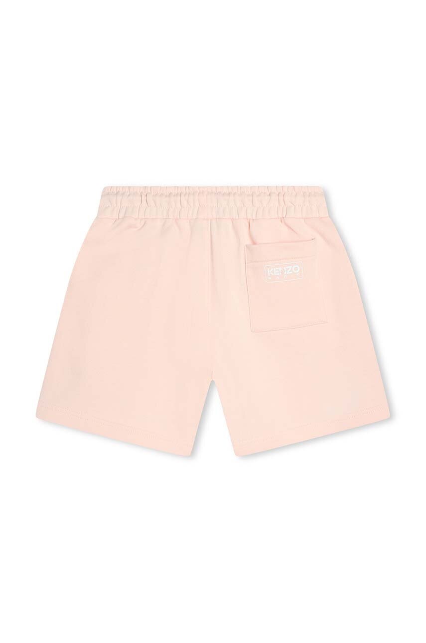 Дитячі бавовняні шорти Kenzo Kids колір рожевий однотонні регульована талія Дитячі бавовняні шорти Kenzo Kids колір рожевий однотонні регульована талія
