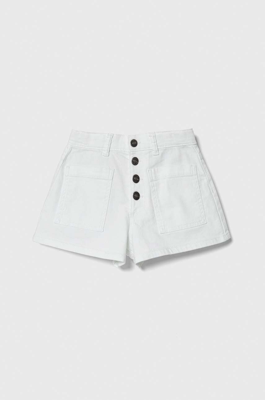 United Colors of Benetton pantaloni scurti din denim pentru copii culoarea alb, neted, talie reglabila