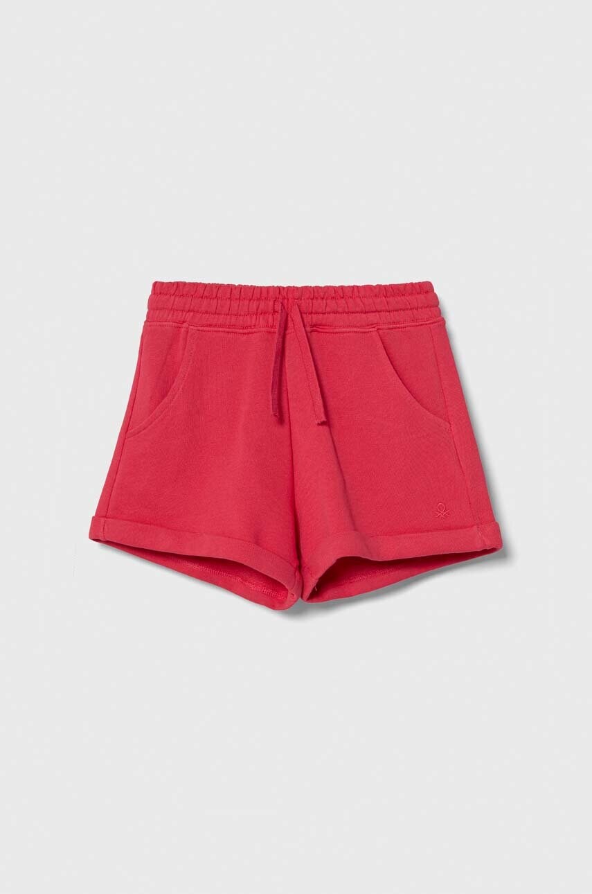 United Colors of Benetton pantaloni scurți din bumbac pentru copii culoarea roz, neted, talie reglabila