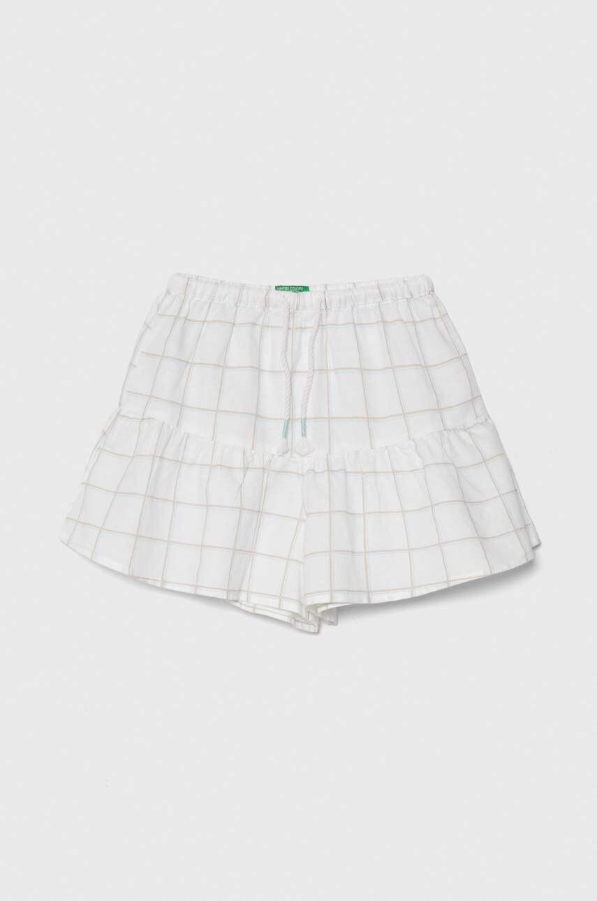 United Colors of Benetton pantaloni scurți de in pentru copii culoarea alb, modelator, talie reglabila