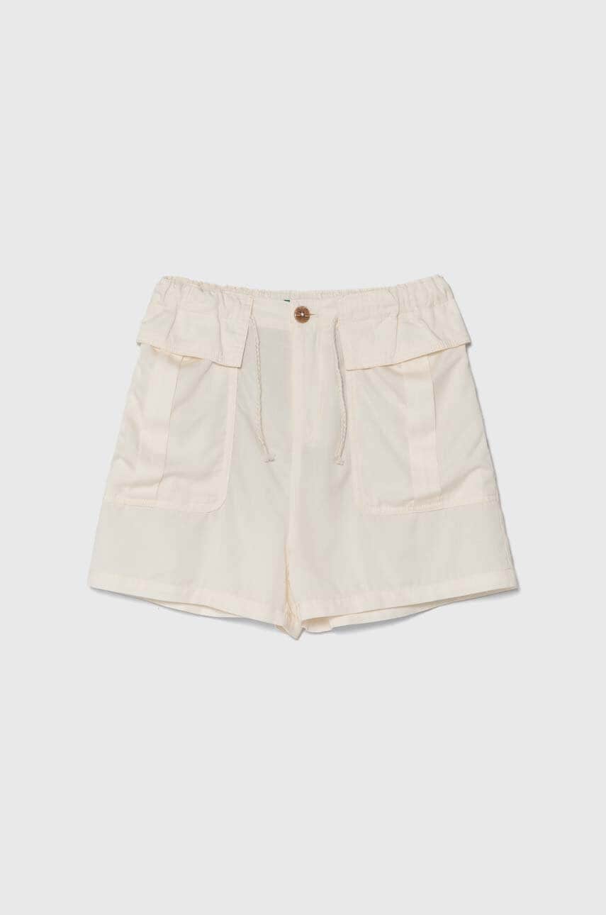 United Colors of Benetton pantaloni scurti copii culoarea bej, neted, talie reglabila