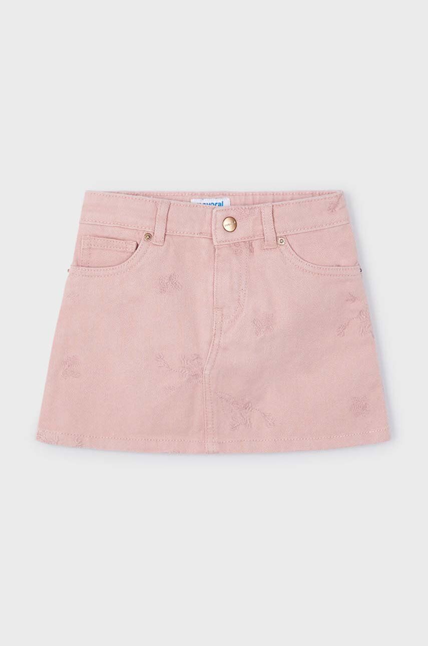 Детская хлопковая юбка Mayoral цвет розовый mini прямая