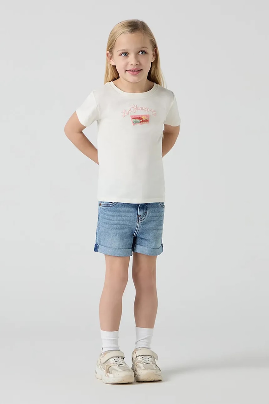 Levi's pantaloni scurti din denim pentru copii neted, talie reglabila Levi's pantaloni scurti din denim pentru copii neted, talie reglabila