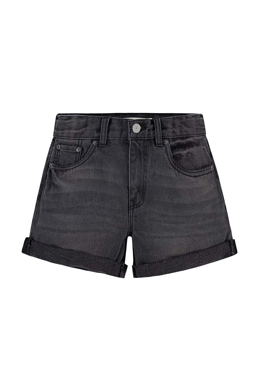 Levi's pantaloni scurti din denim pentru copii culoarea gri, neted, talie reglabila Levi's pantaloni scurti din denim pentru copii culoarea gri, neted, talie reglabila
