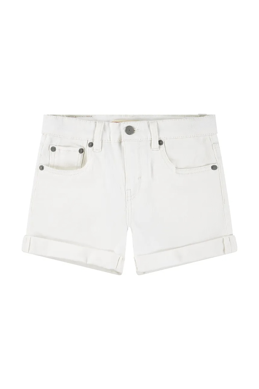 Levi's pantaloni scurti din denim pentru copii culoarea alb, neted, talie reglabila Levi's pantaloni scurti din denim pentru copii culoarea alb, neted, talie reglabila