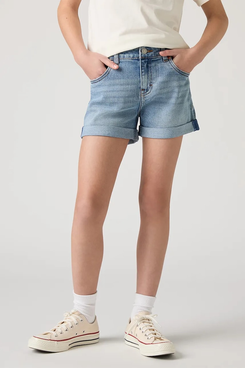 Levi's pantaloni scurti din denim pentru copii neted, talie reglabila Levi's pantaloni scurti din denim pentru copii neted, talie reglabila