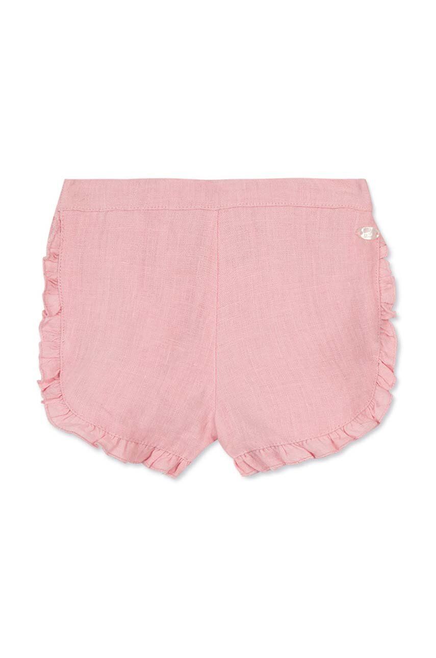 Tartine et Chocolat pantaloni scurți de in pentru copii culoarea roz, neted