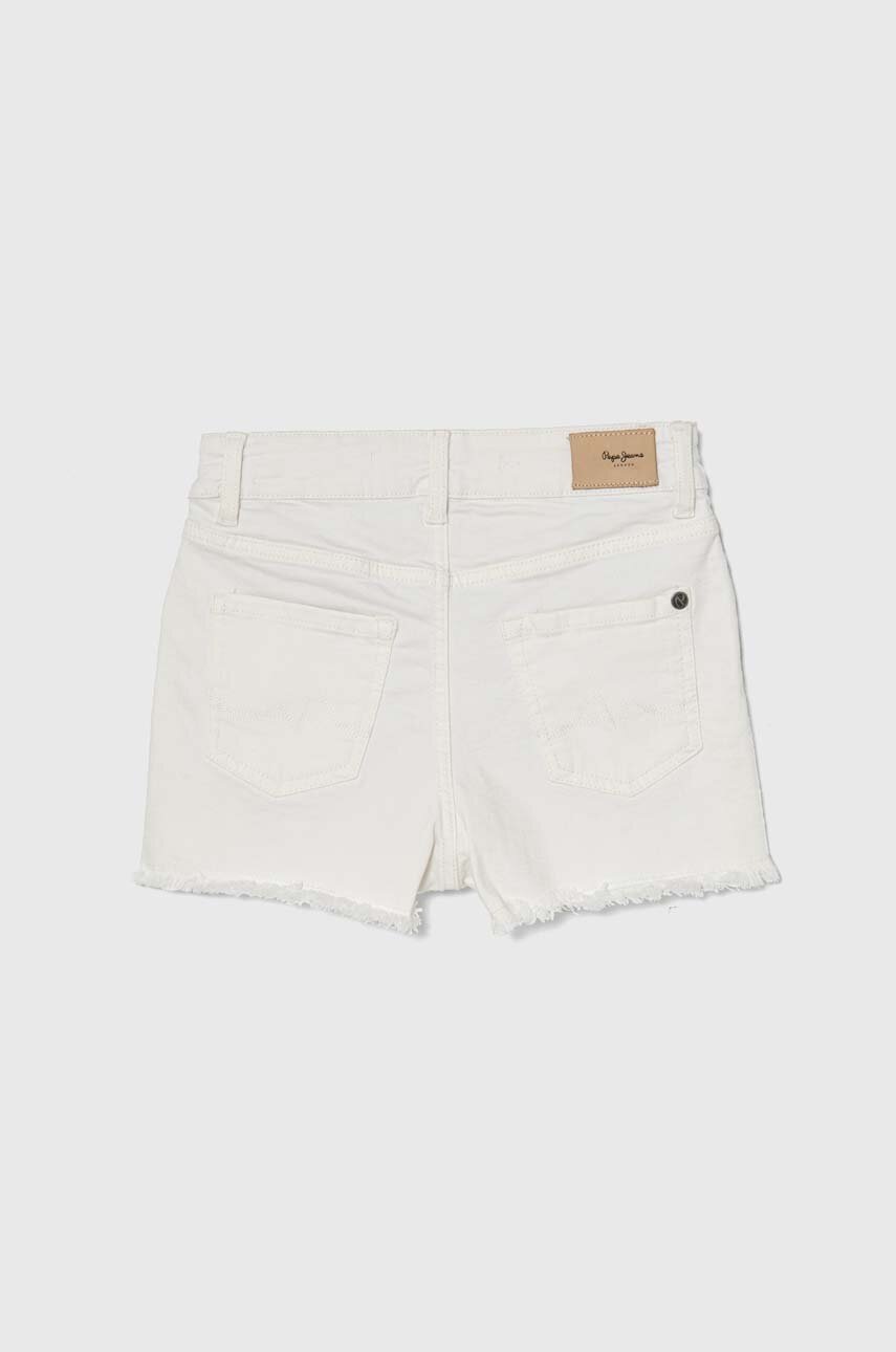 Детские джинсовые шорты Pepe Jeans A-LINE SHORT HW JR цвет белый однотонные регулируемая талия