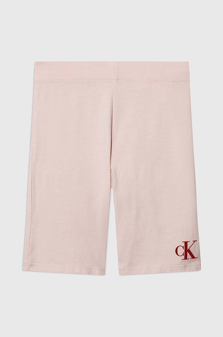 Дитячі шорти Calvin Klein Jeans колір рожевий з принтом