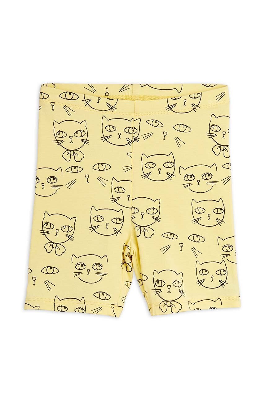 Mini Rodini pantaloni scurți copii Cathlethes culoarea galben, cu model