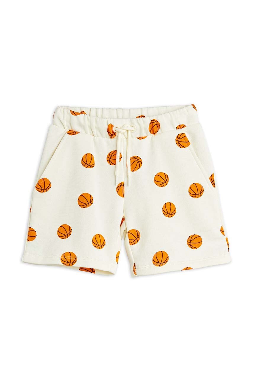 Mini Rodini pantaloni scurți din bumbac pentru copii Basketball culoarea alb, cu model