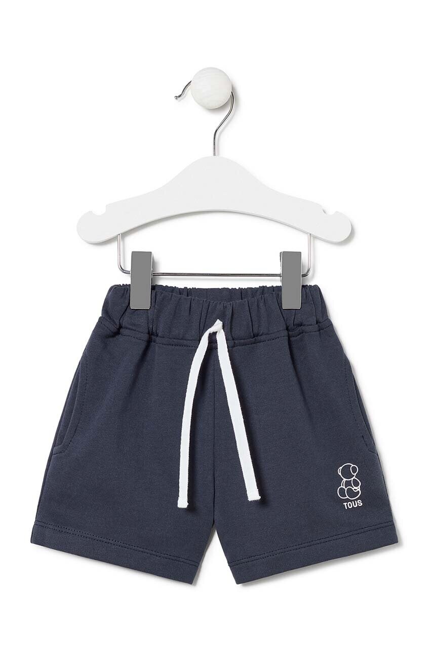 Tous pantaloni scurti din bumbac pentru bebelusi culoarea verde, neted