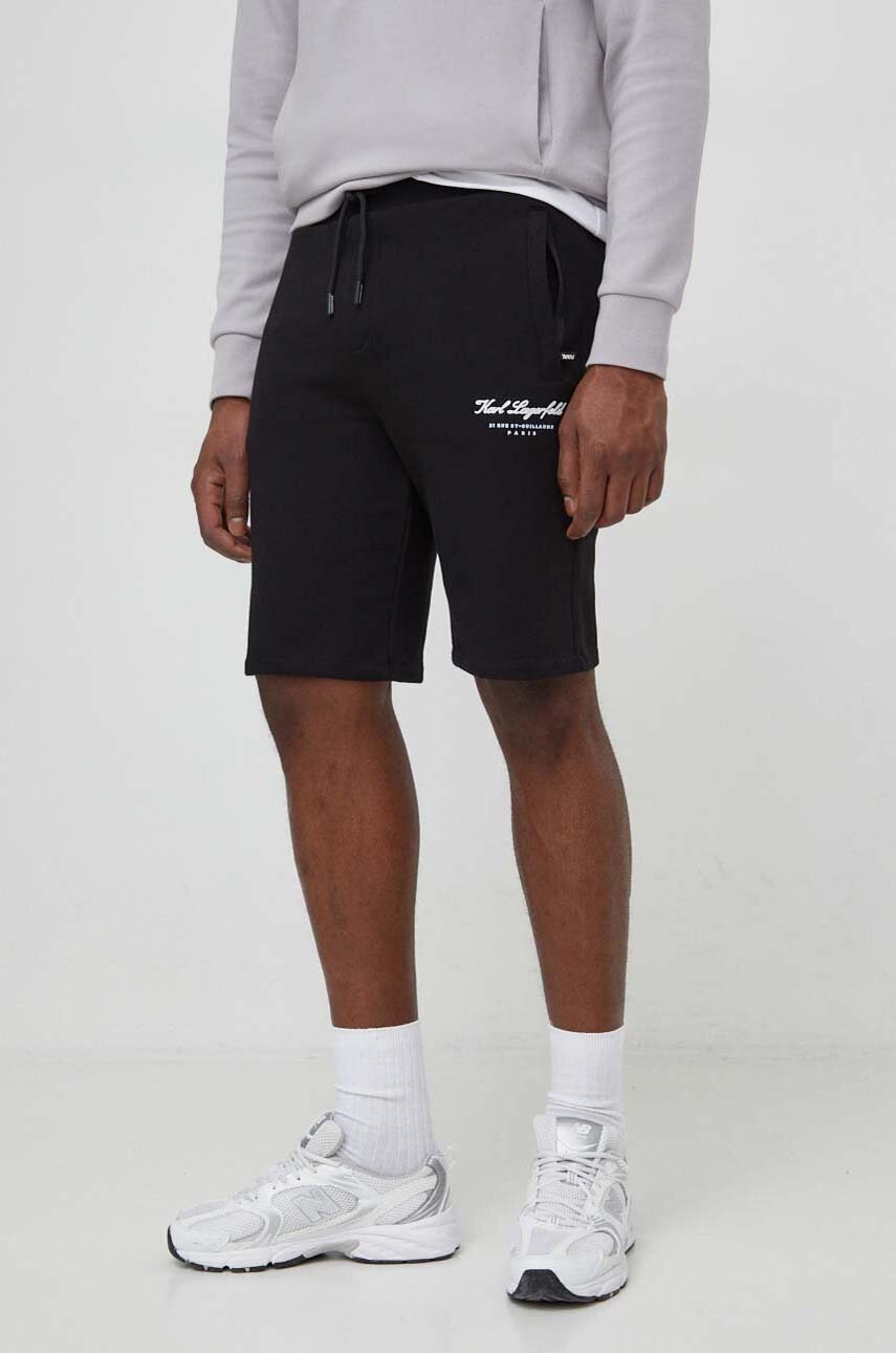 Karl Lagerfeld pantaloni scurți bărbați, culoarea negru 541900.705407