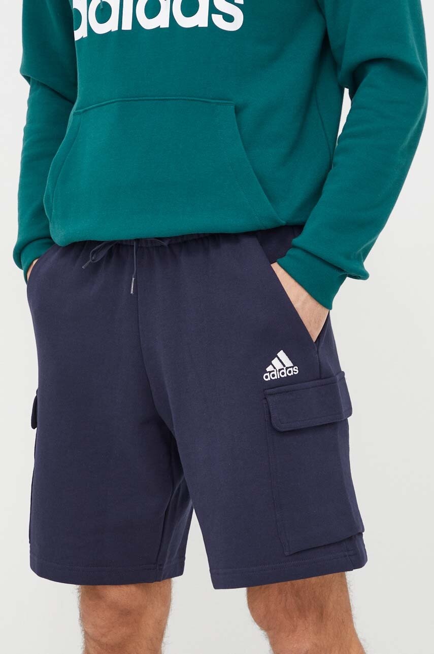 adidas pantaloni scurti din bumbac culoarea albastru marin