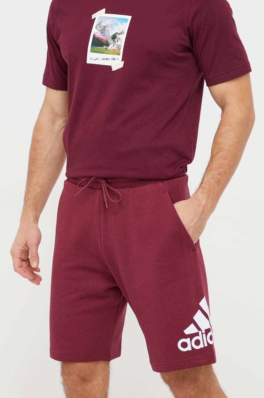 adidas pantaloni scurti din bumbac culoarea bordo