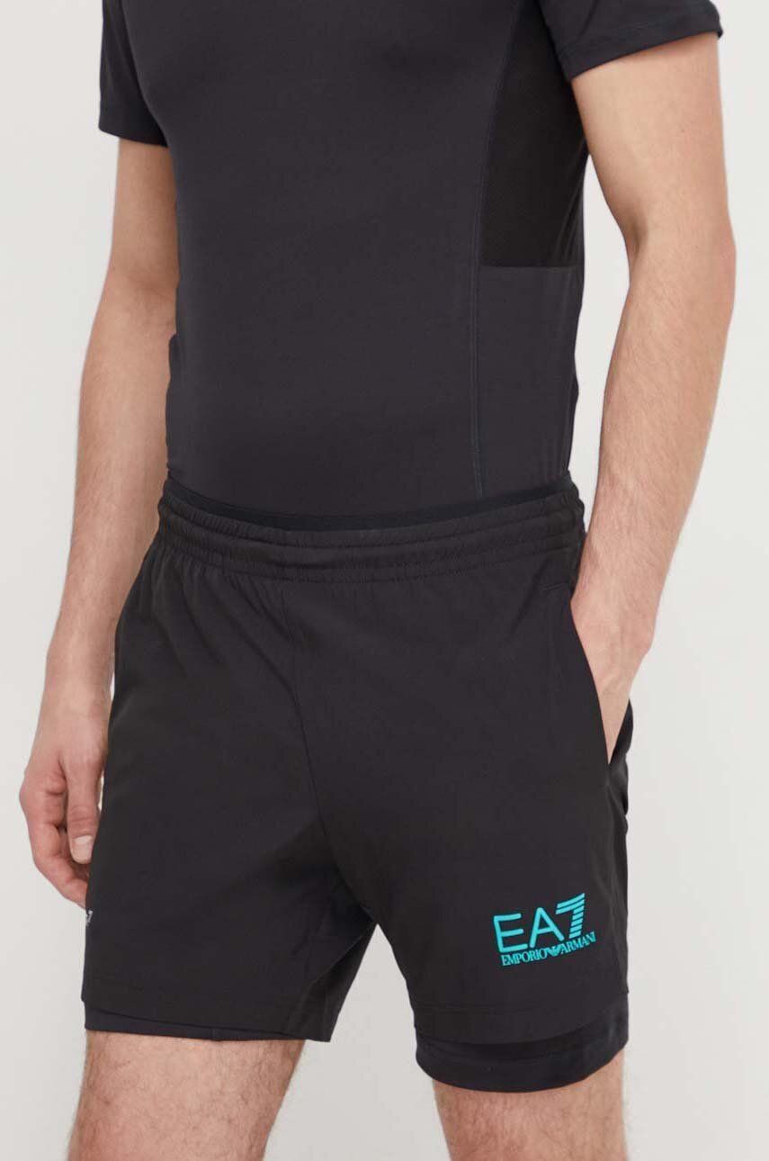 EA7 Emporio Armani pantaloni scurti barbati, culoarea negru