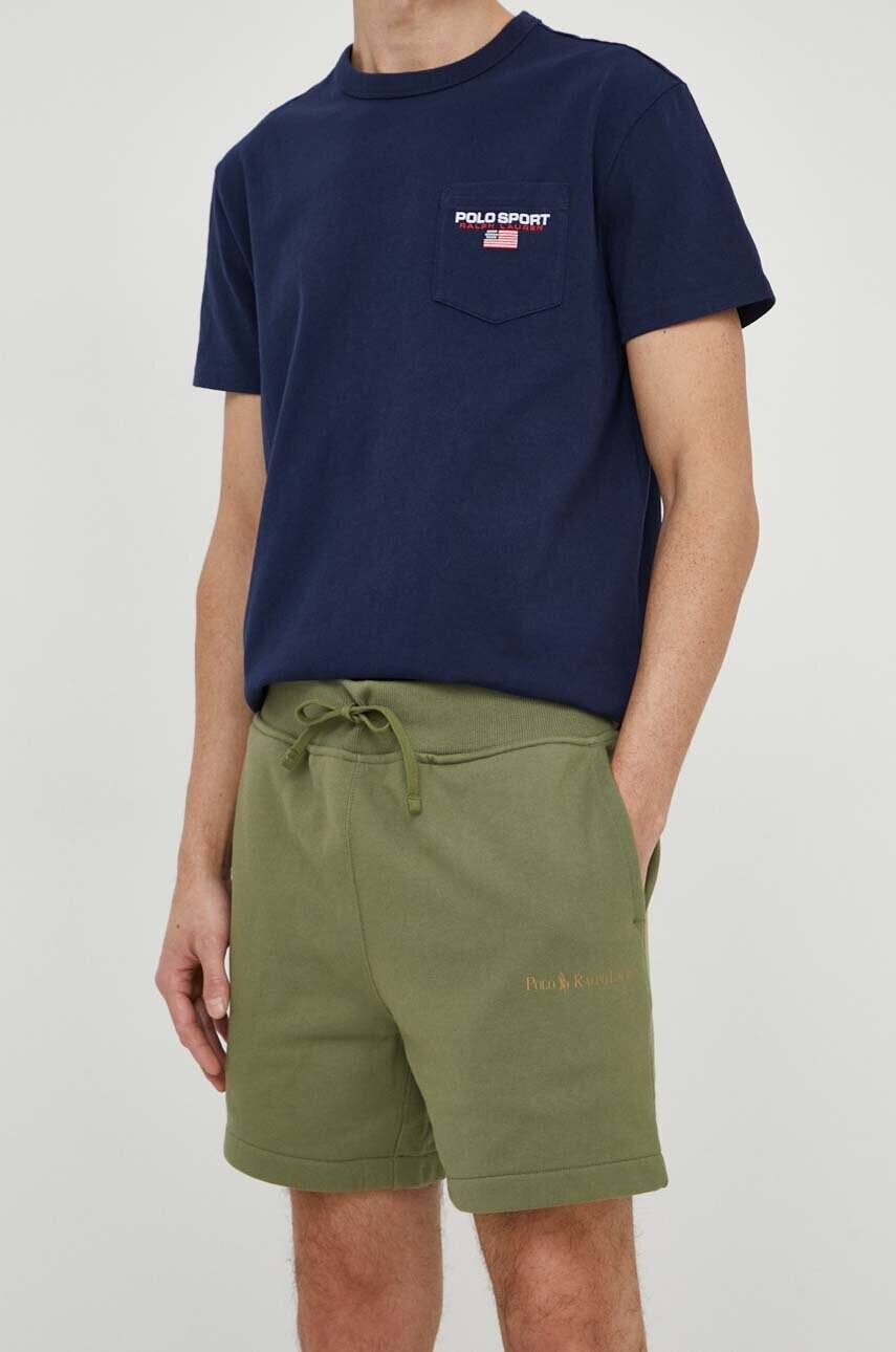 Levně Kraťasy Polo Ralph Lauren pánské, zelená barva, 710934741