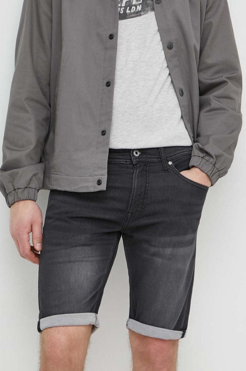 Levně Džínové šortky Pepe Jeans SLIM GYMDIGO SHORT pánské, černá barva, PM801075XG7