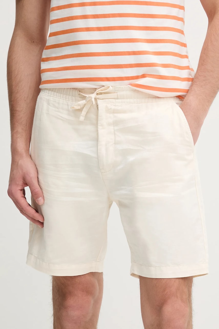 Pepe Jeans pantaloni scurti din in RELAXED LINEN SMART SHORTS culoarea bej, PM801093 Pepe Jeans pantaloni scurti din in RELAXED LINEN SMART SHORTS culoarea bej, PM801093