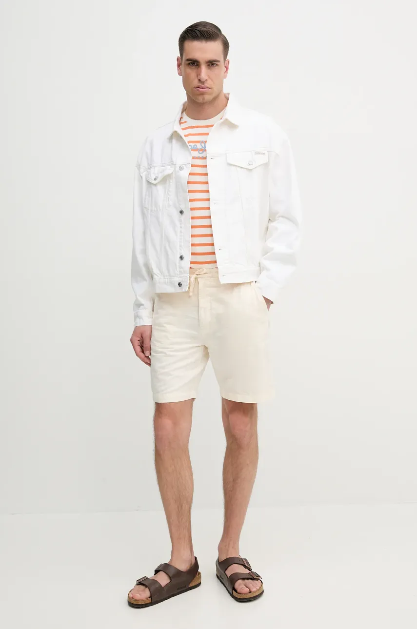 Льняные шорты Pepe Jeans RELAXED LINEN SMART SHORTS цвет бежевый PM801093 Льняные шорты Pepe Jeans RELAXED LINEN SMART SHORTS цвет бежевый PM801093