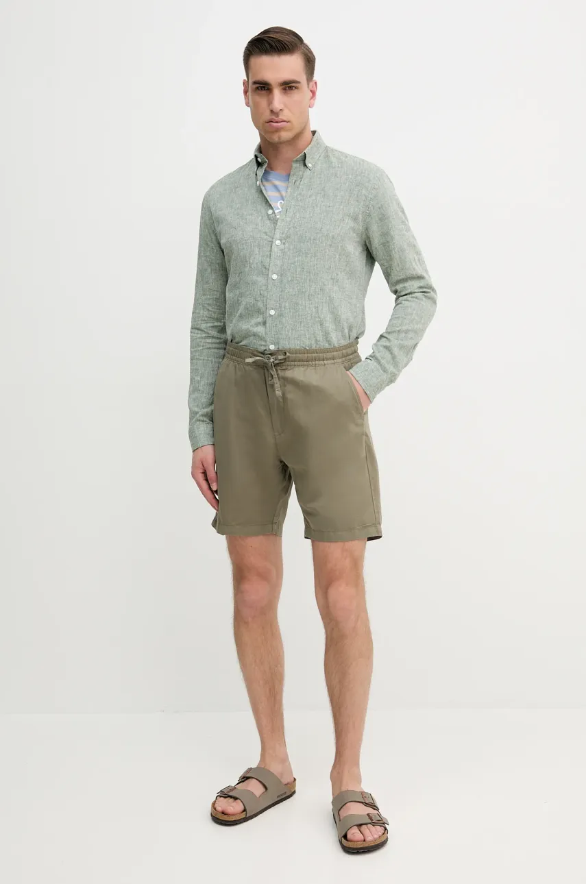 Льняные шорты Pepe Jeans RELAXED LINEN SMART SHORTS цвет зелёный PM801093 Льняные шорты Pepe Jeans RELAXED LINEN SMART SHORTS цвет зелёный PM801093