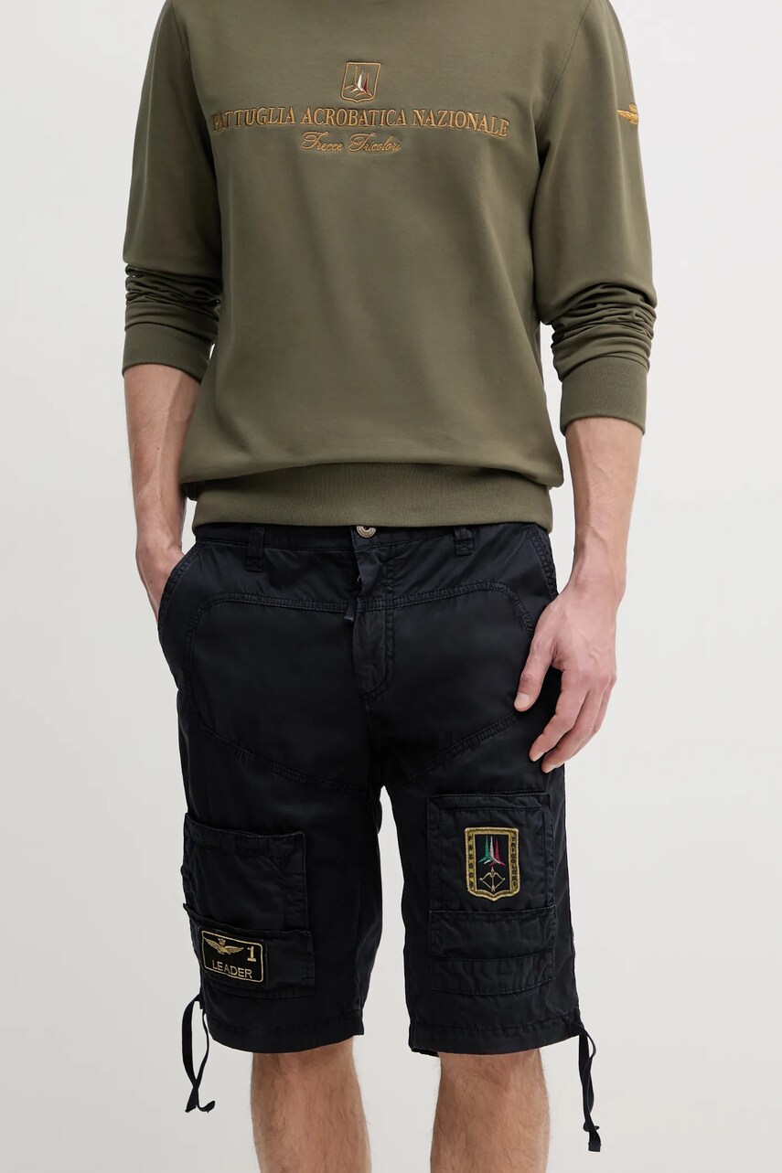 Aeronautica Militare pantaloni scurti din bumbac culoarea albastru marin