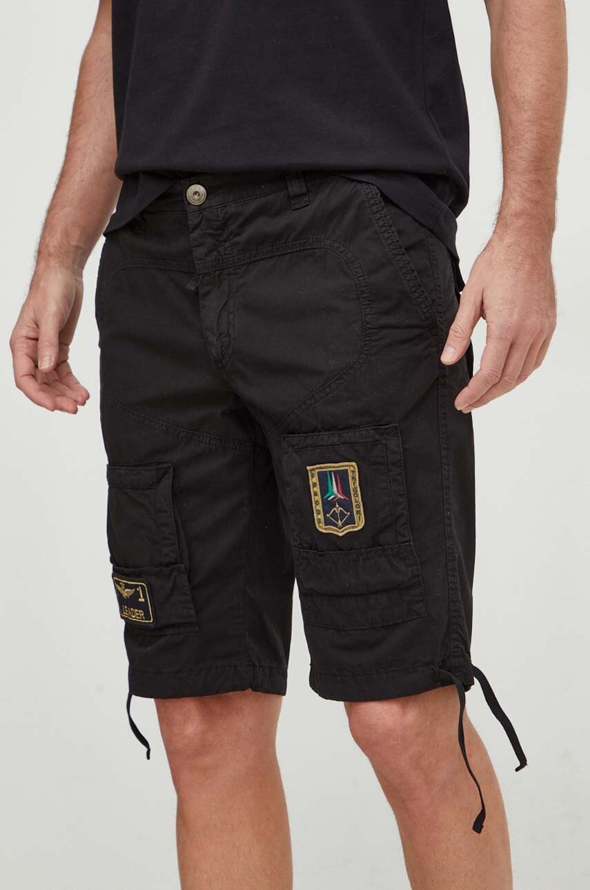 Aeronautica Militare pantaloni scurti din bumbac culoarea negru