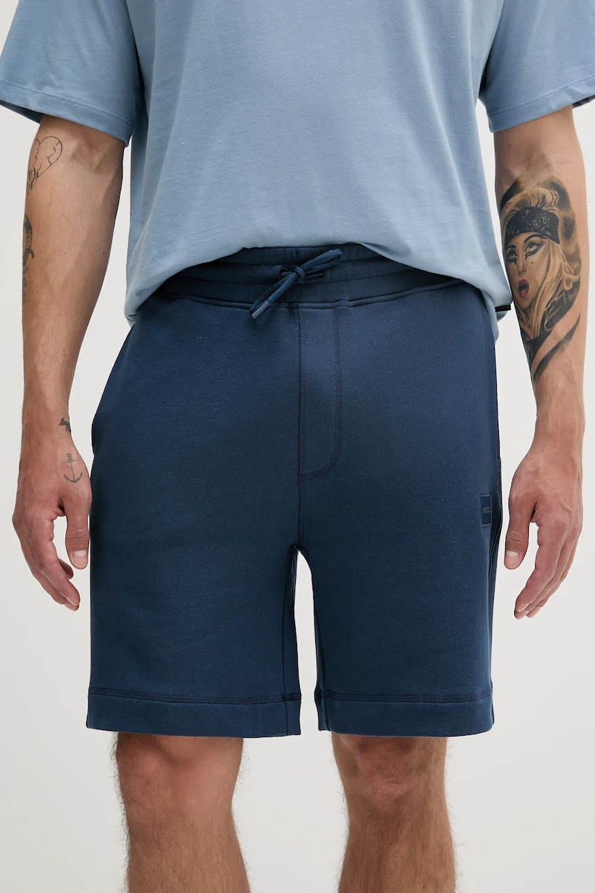 BOSS Orange pantaloni scurti din bumbac culoarea turcoaz, melanj BOSS Orange pantaloni scurti din bumbac culoarea turcoaz, melanj