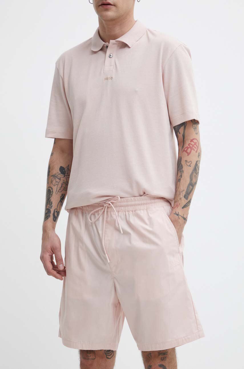 HUGO pantaloni scurti din bumbac culoarea roz, 50510596