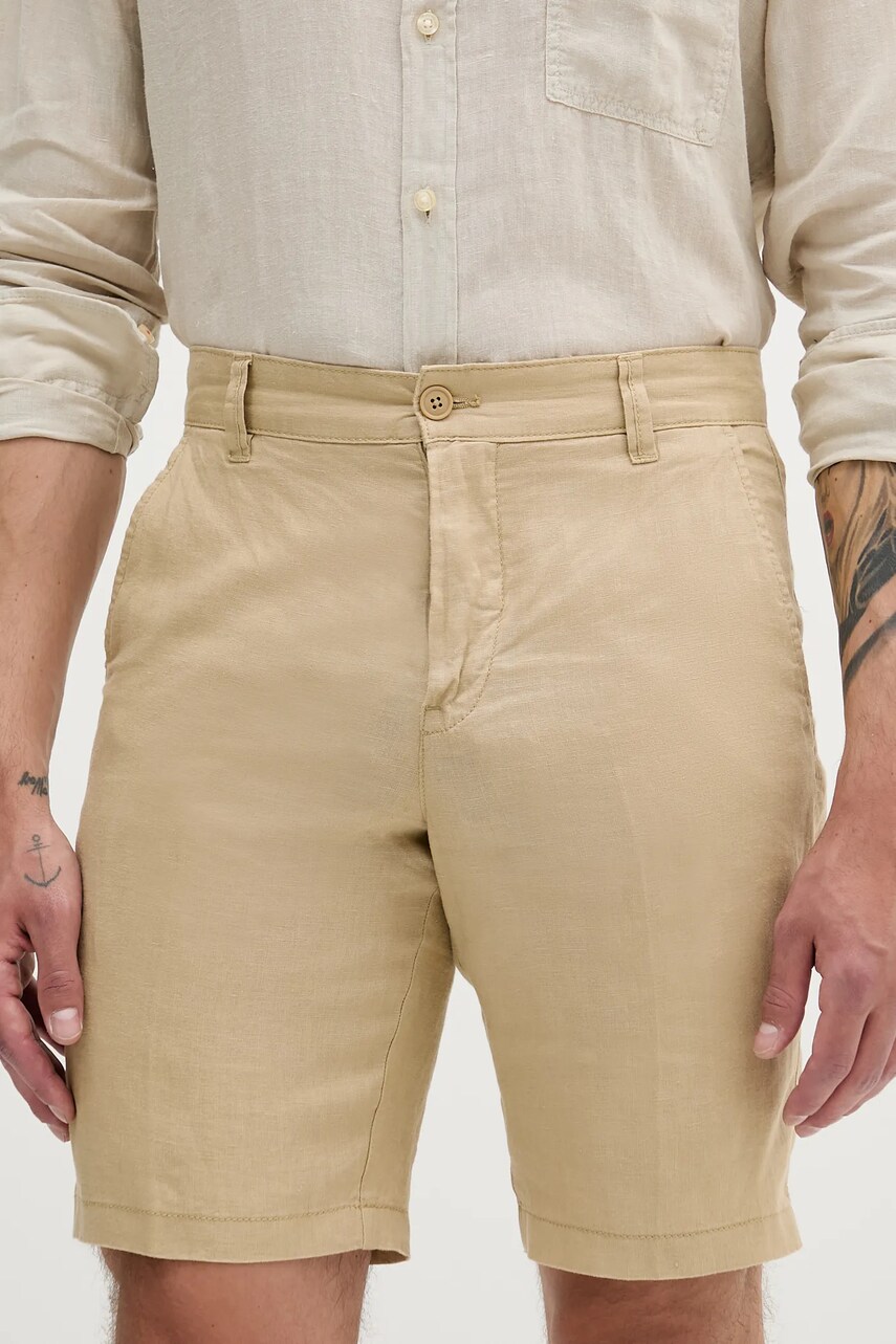 United Colors of Benetton pantaloni scurti din in culoarea bej