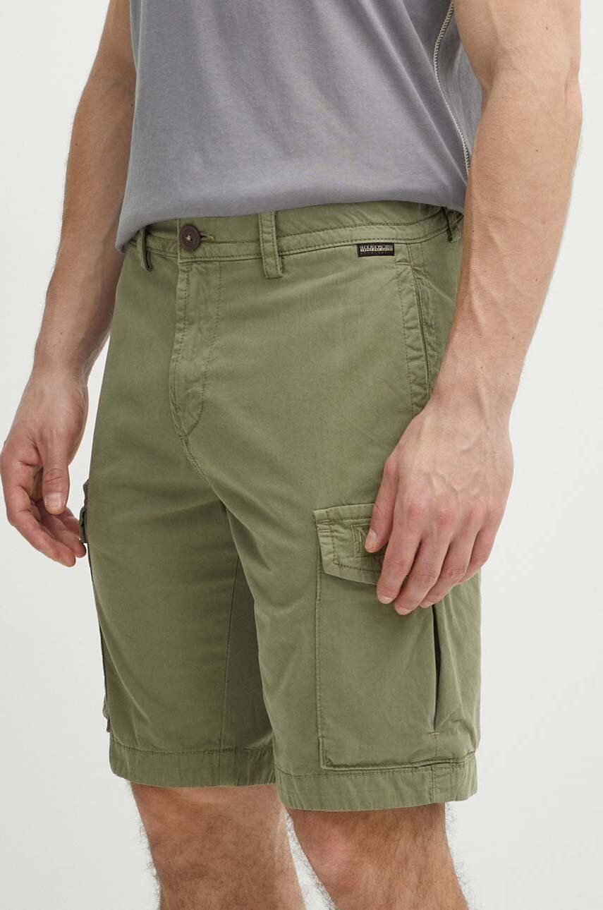 Napapijri pantaloni scurti din bumbac N-Deline culoarea verde, NP0A4HOTGAE1