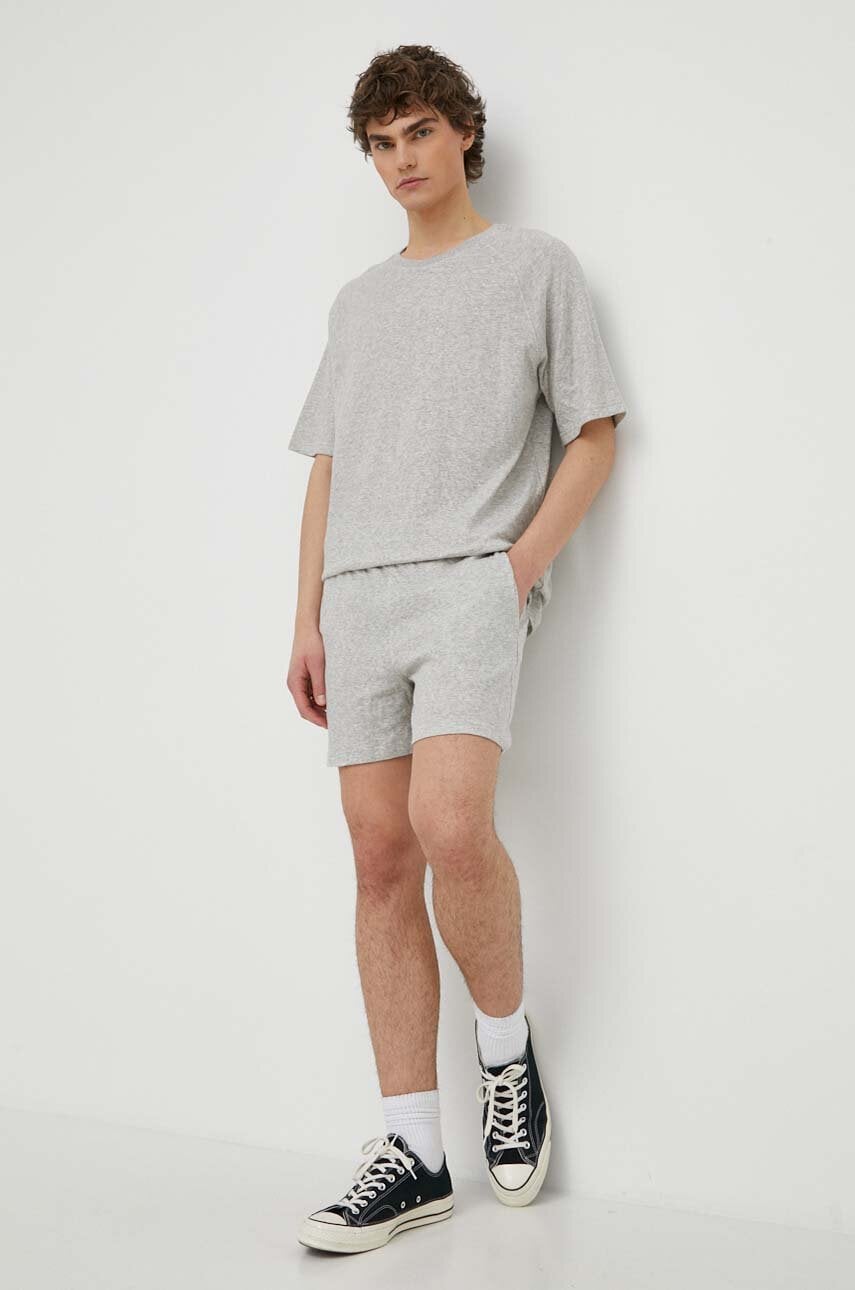 American Vintage pantaloni scurti din bumbac SHORT culoarea gri, melanj, MRUZ09AE24