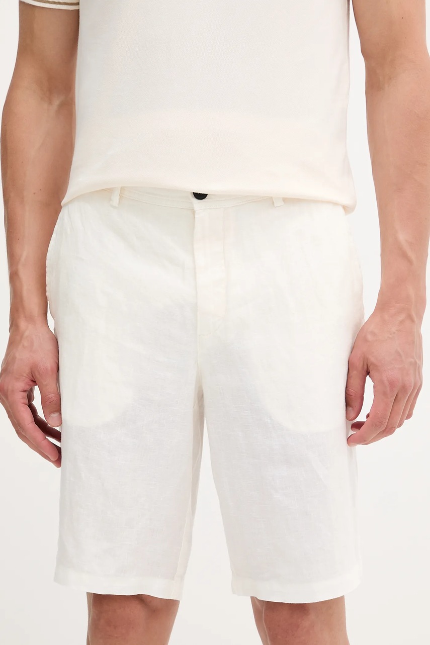 Sisley pantaloni scurti din in culoarea bej