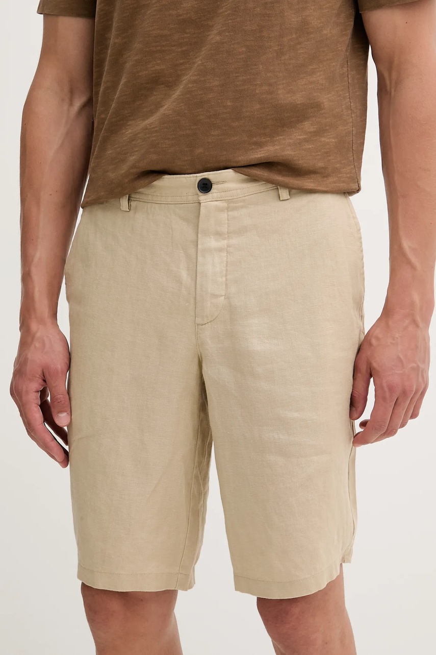 Sisley pantaloni scurti din in culoarea bej