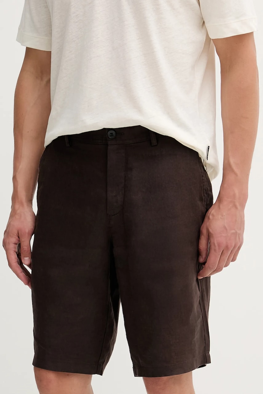 Sisley pantaloni scurti din in culoarea bej