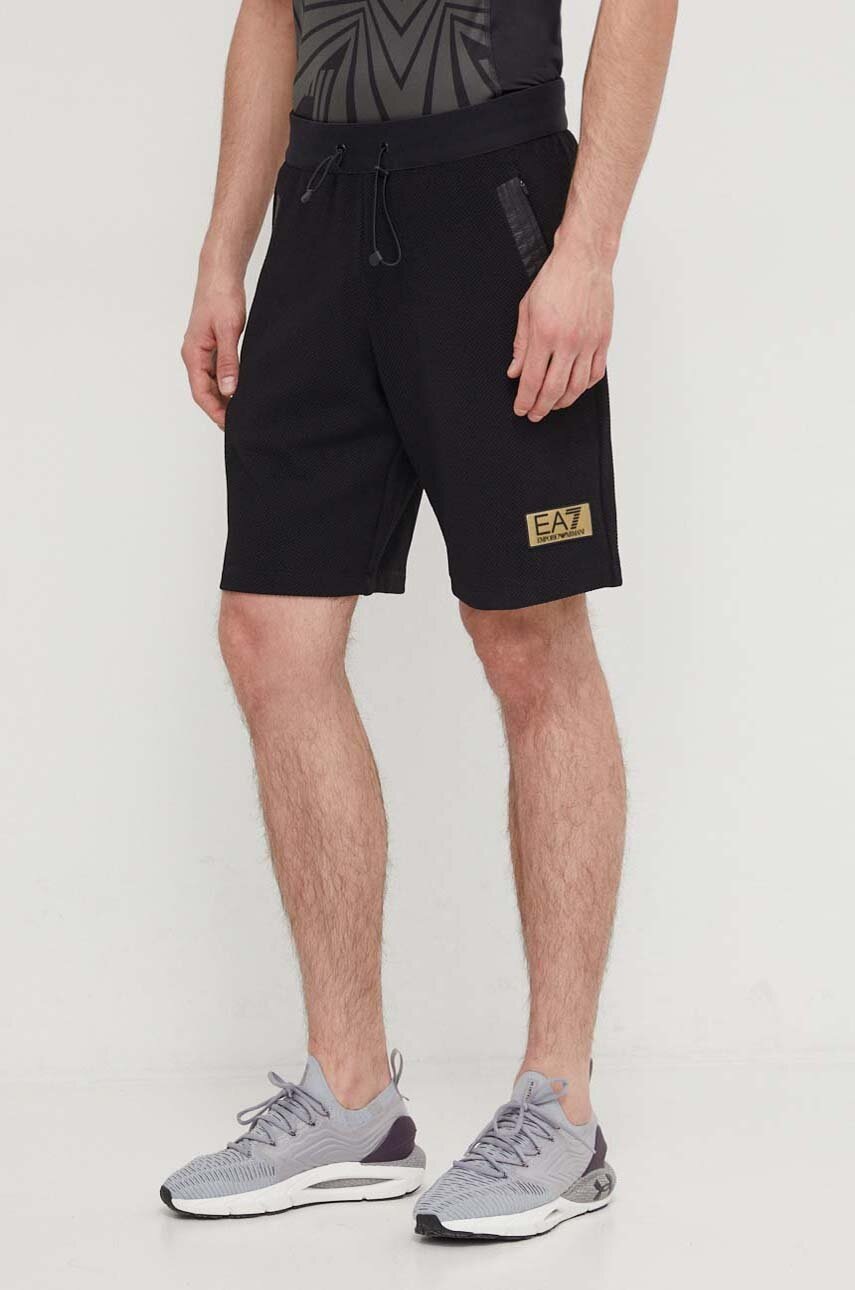 EA7 Emporio Armani pantaloni scurti barbati, culoarea negru