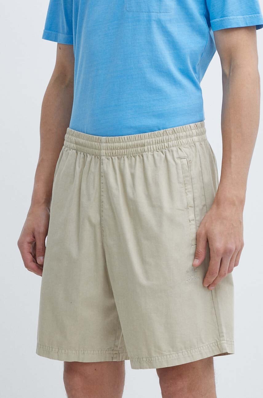 adidas Originals pantaloni scurti din bumbac culoarea bej, IS1733