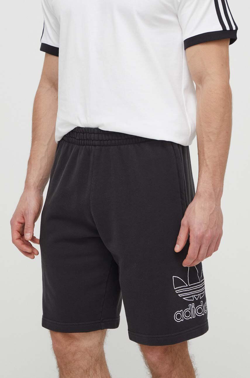 adidas Originals pantaloni scurti din bumbac Adicolor Outline Trefoil culoarea negru, IU2370