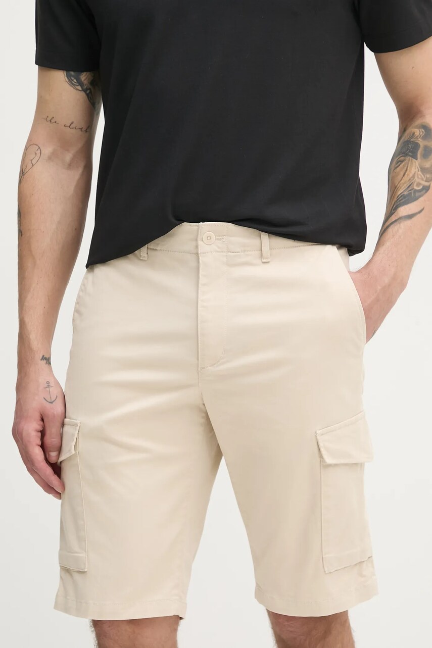 Levně Kraťasy Tommy Hilfiger pánské, béžová barva