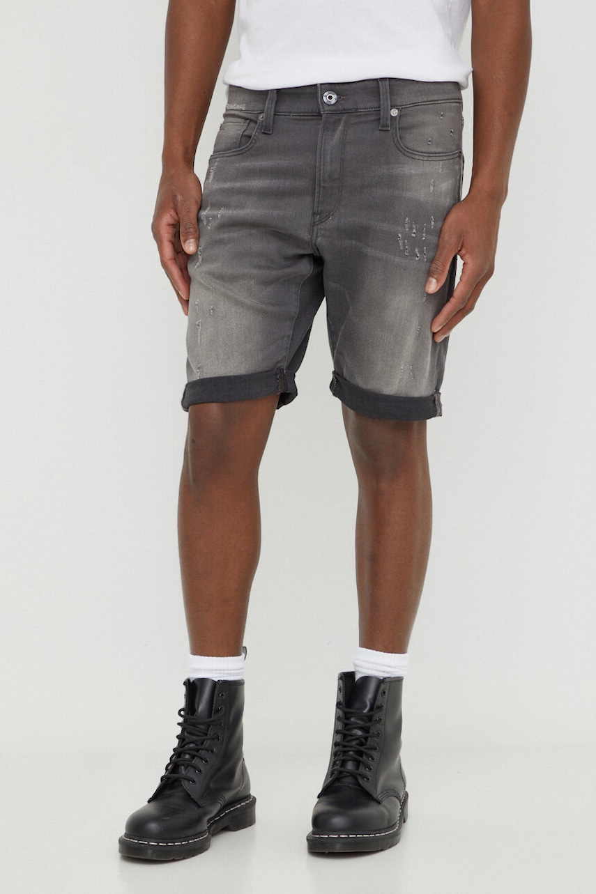 G-Star Raw pantaloni scurti jeans barbati, culoarea gri G-Star Raw pantaloni scurti jeans barbati, culoarea gri