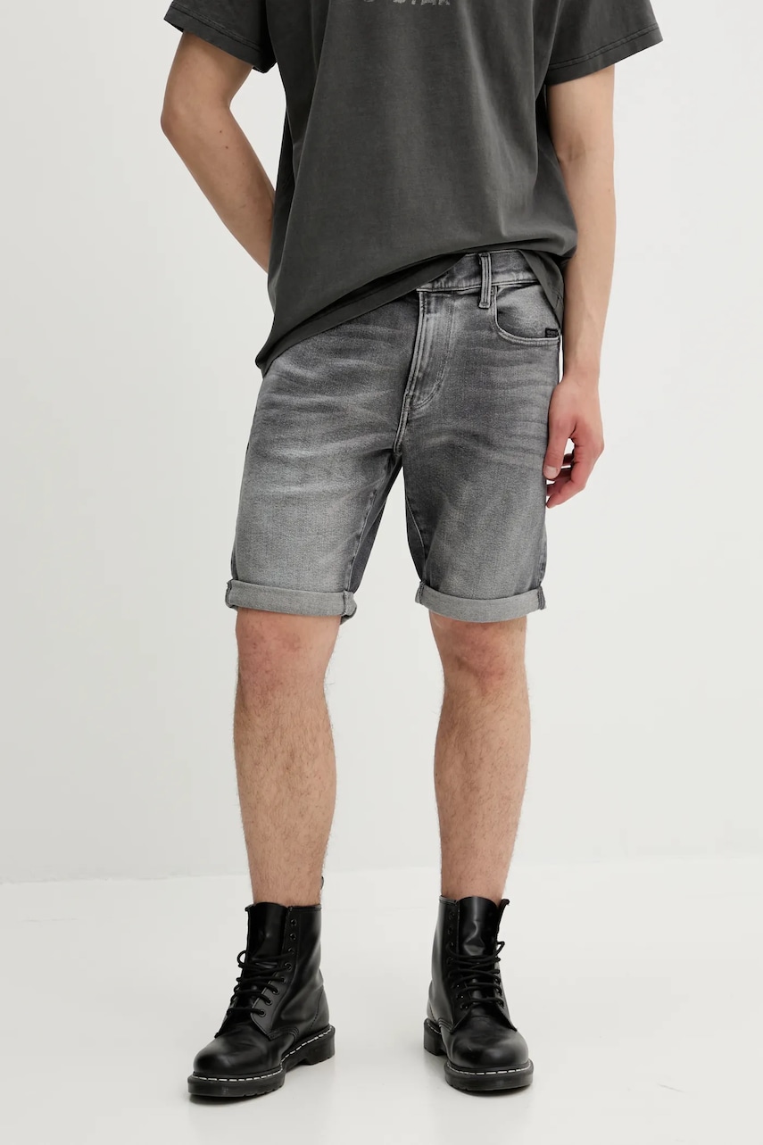 G-Star pantaloni scurți jeans culoarea gri G-Star pantaloni scurți jeans culoarea gri