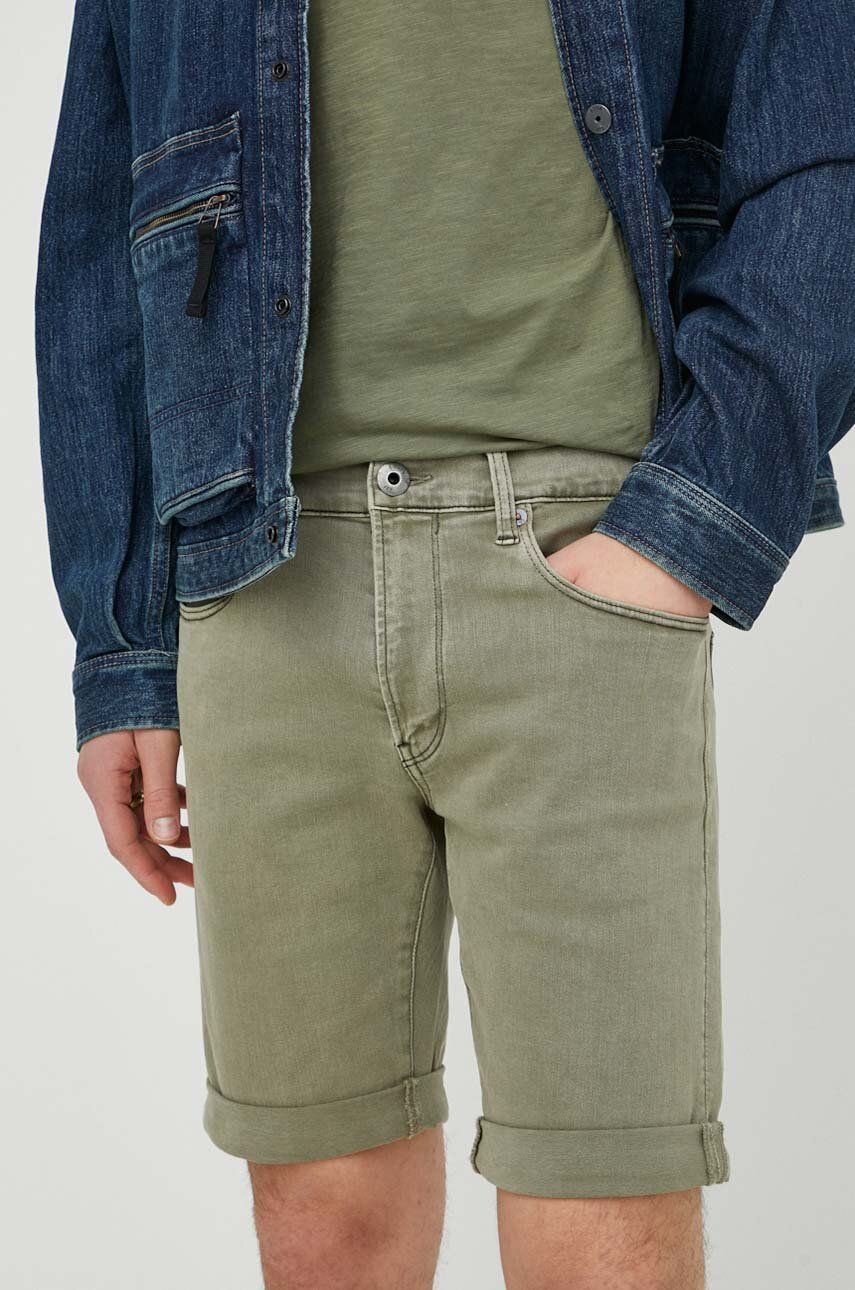 G-Star Raw pantaloni scurti jeans barbati, culoarea verde
