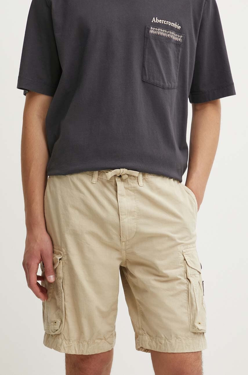 Superdry pantaloni scurti din bumbac culoarea bej Superdry pantaloni scurti din bumbac culoarea bej