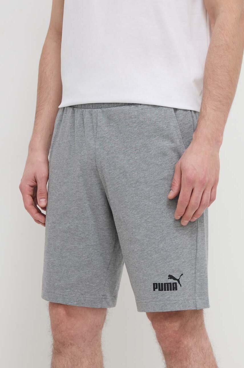 Puma pantaloni scurți din bumbac culoarea gri, melanj 586706